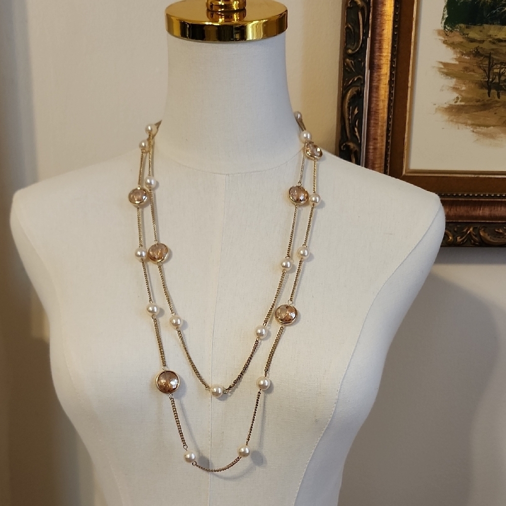 Monet Gold and Pearl Layered Necklace Women’s Jewelry